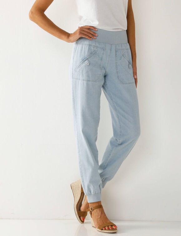 Jean blousant taille élastiquée (bleached clair) Jean blousant taille élastiquée (bleached clair)